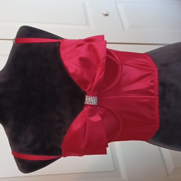 NWT *Victoria's Secret Dream Angels Red Bling Rhinestone Bow Long Line Satin Bra - Picture 5 of 13